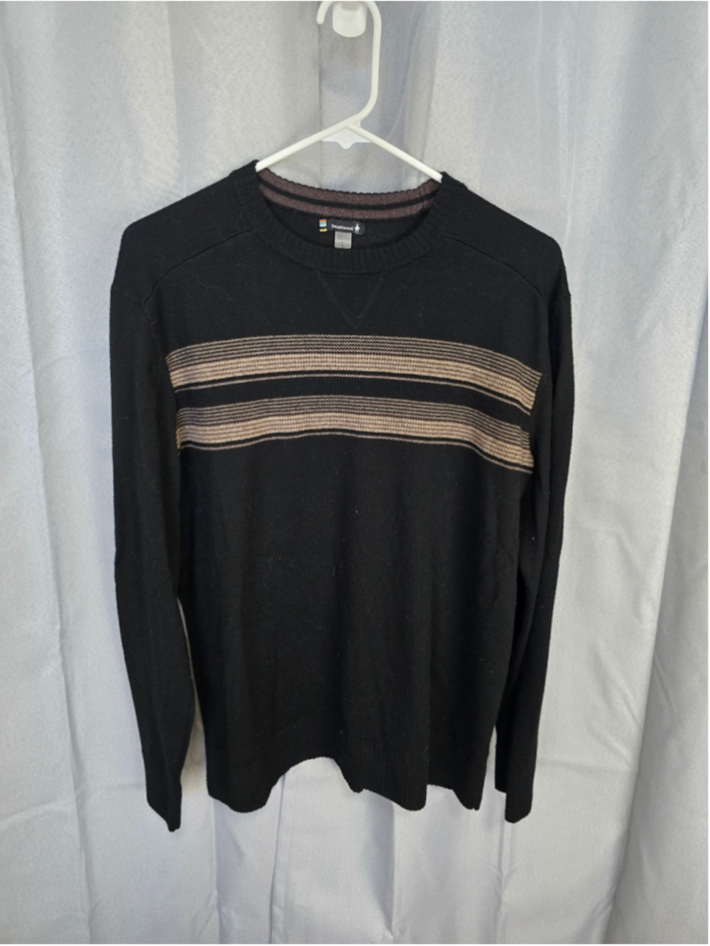 Men's Smartwool Crewneck Sweater Size L Black and Beige